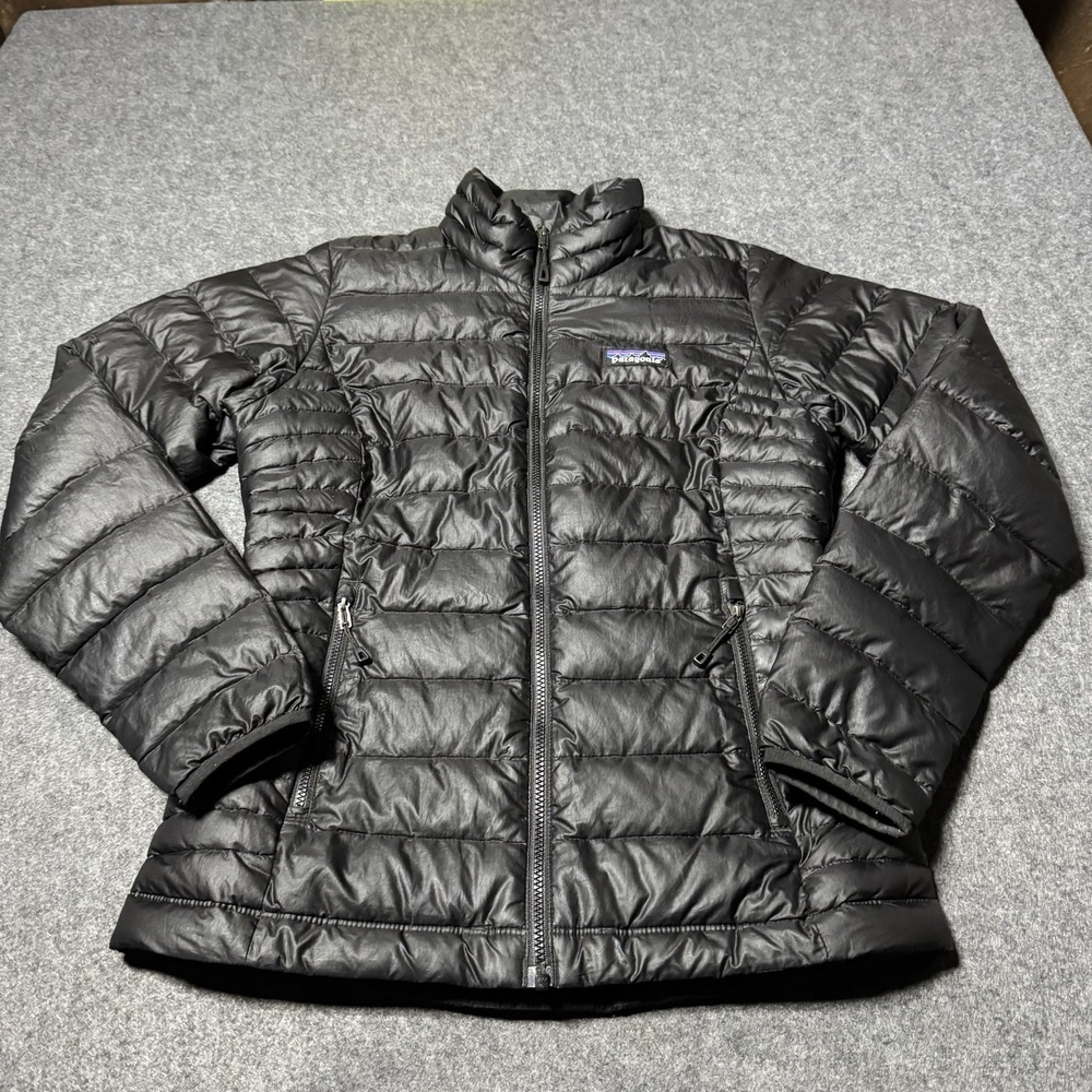 Patagonia Goose Down Sweater Jacket Black Full Zip Size XXS Outdoor Camping FLAW